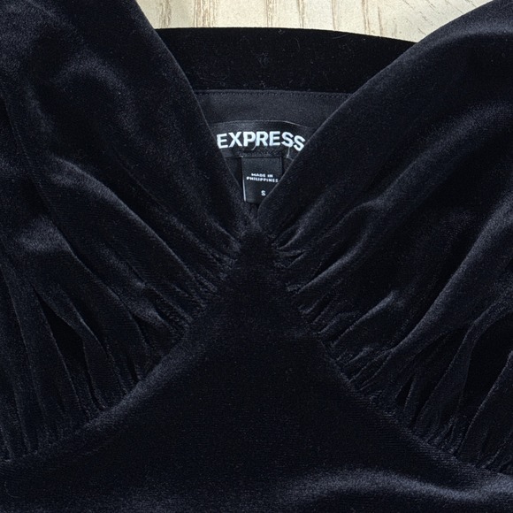 Express Velvet Bodysuit Black Sleeveless Ruched Party Top Blouse Club Date S - Picture 6 of 10